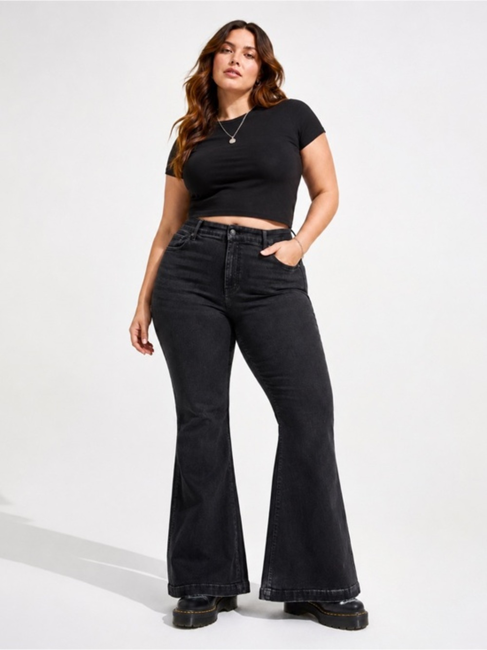 Torrid Bombshell Flare Jeans 18R Black Premium Stretch High Rise